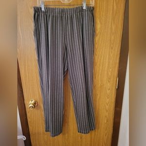 Lands End Pull On Dress Pants, Olive Green Pinstripe Size M